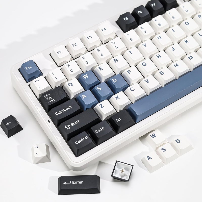 KBDiy Arctic PBT Double Shot Keycap Set,174 Keys Retro Blue Custom Key Cap Keycaps 60 Percent Cherry Profile Keycaps for 61/64/68/84/87/100/104/108 Mechanical Keyboard - Image 1
